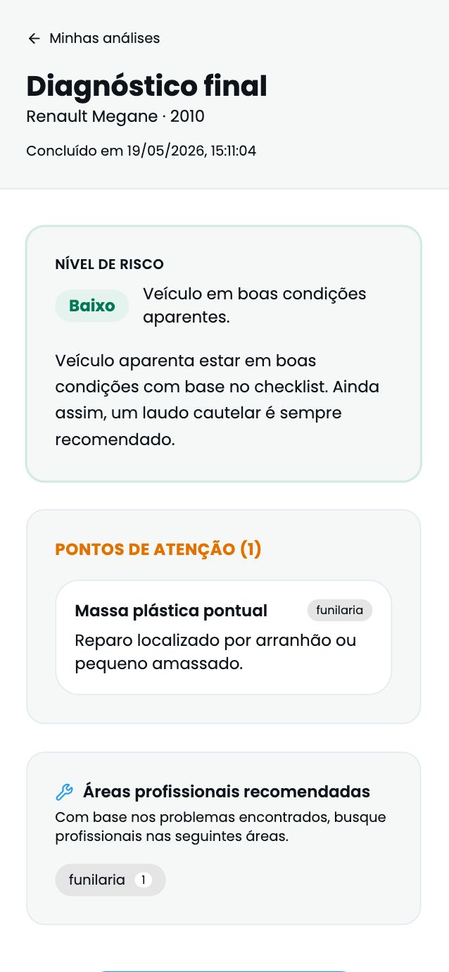 Diagnóstico final do veículo